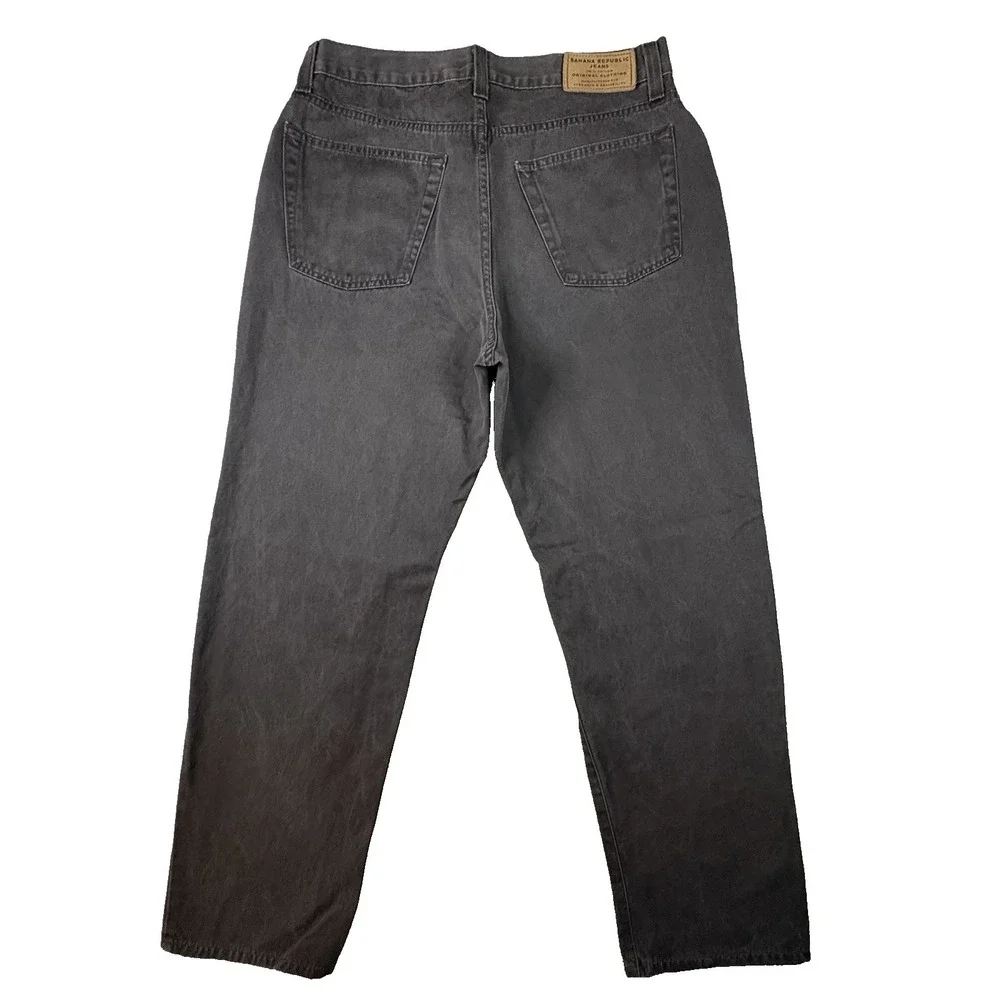 Banana Republic Laredo Men's 34x31 Black Straight Leg Button Fly Cotton Jeans